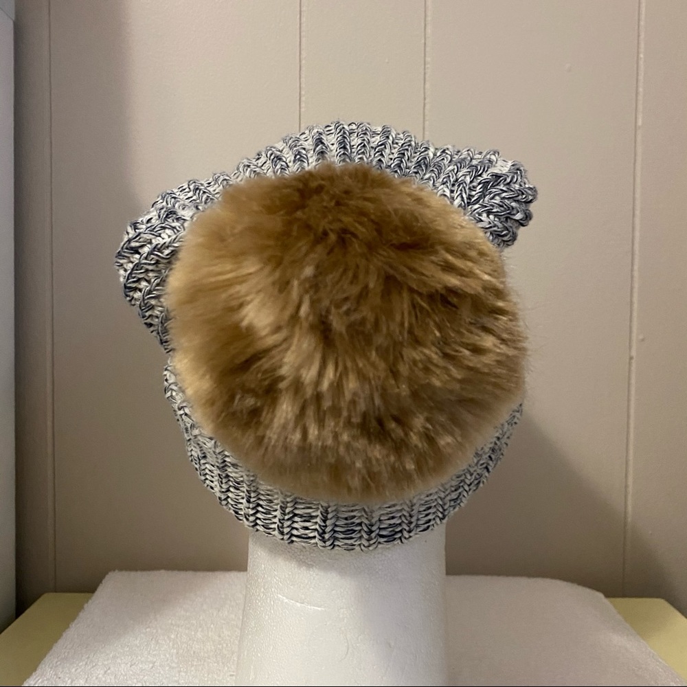 Love your melon navy and white slouch beanie hat with removable Pom Pom - Picture 4 of 6